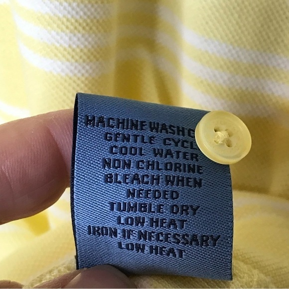 Dockers Tour Mens Polo Shirt Size XL 100% Cotton Yellow White Stripe Golf Sports - Picture 7 of 7